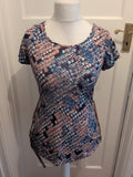Peacocks 8 Multi Coloured Short Sleeve Blouse