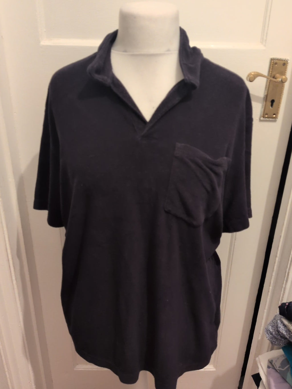 H&M XL Black Regular Fit Short Sleeve Shirt