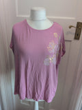 22-24 Purple And Gold Floral Short Sleeve Blouse T-shirt