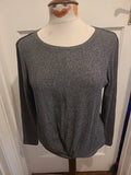 Ladies M&Co Size 12 Grey Long Sleeved Ribbed Blouse