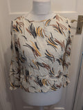 Ladies Marks And Spencers Size 10 Ivory Mix Long Sleeved Blouse