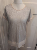 Bodyflirt Medium Silver Crinkle Short Sleeve Blosue