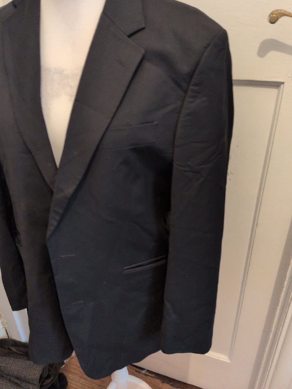 Marks And Spencer The Washable Suit 42M Wool Blend Black Suit Jacket
