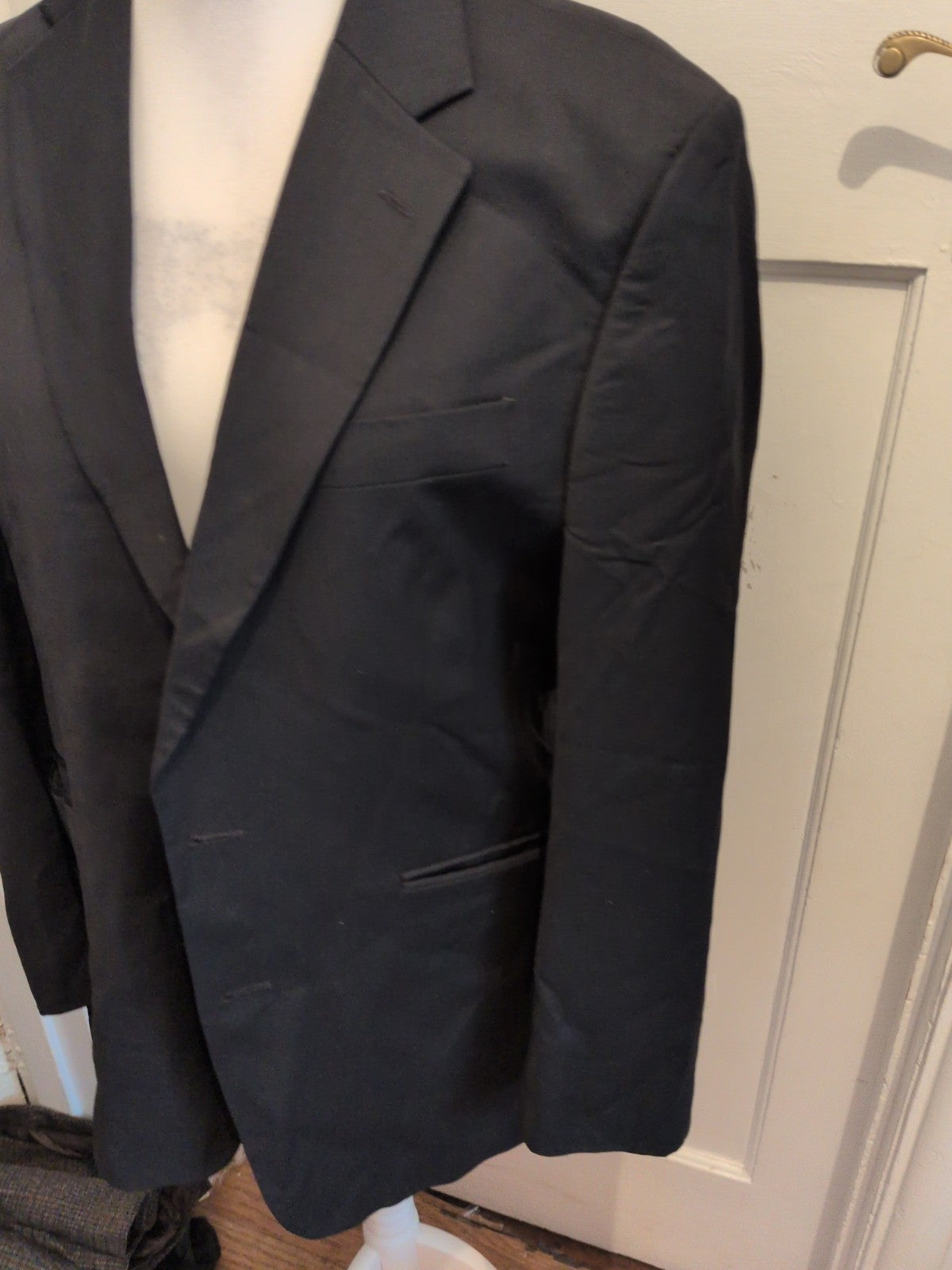 Marks And Spencer The Washable Suit 42M Wool Blend Black Suit Jacket