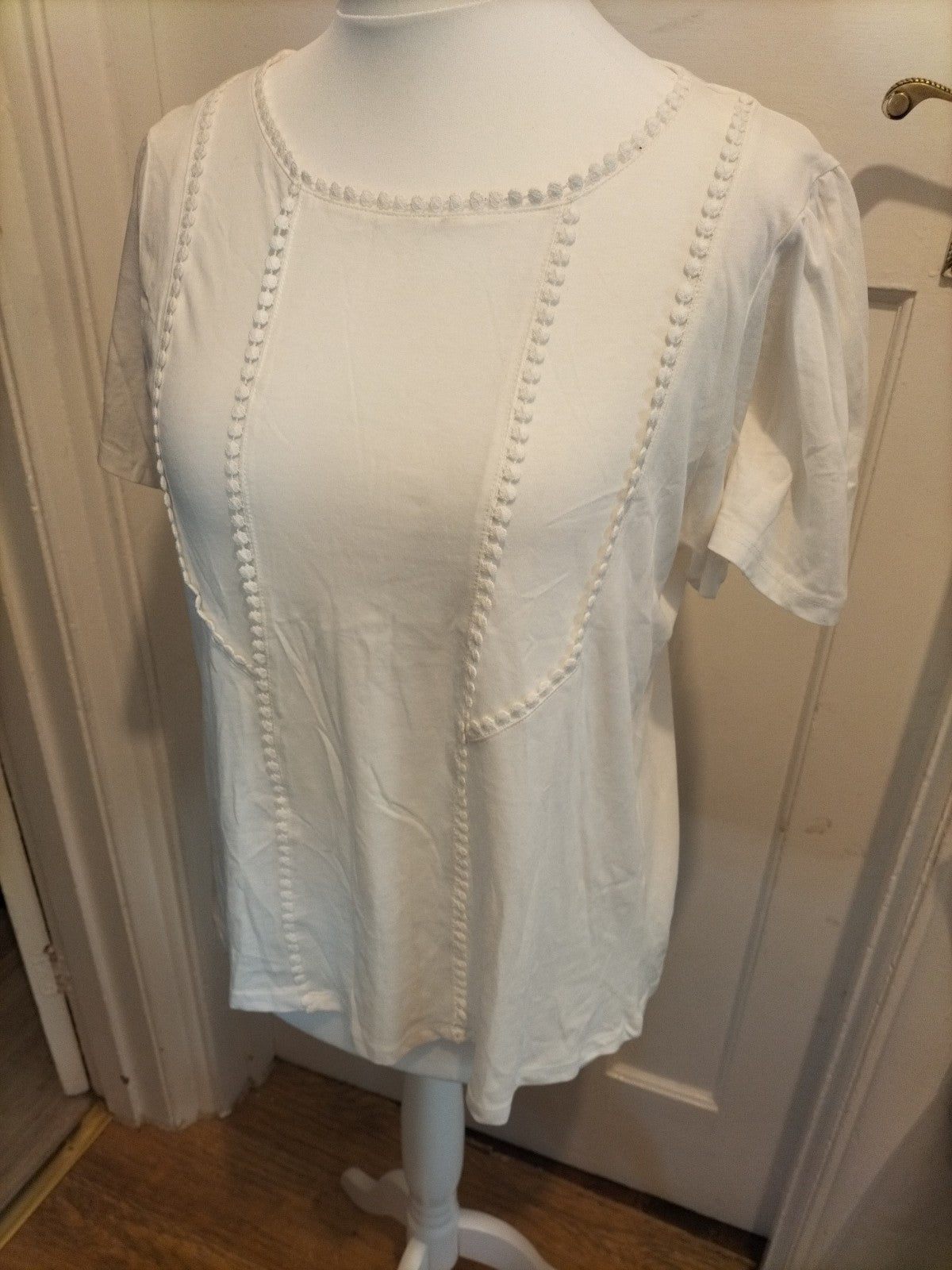Ladies Sfera Basic Size Large Ivory Short Sleeved Blouse