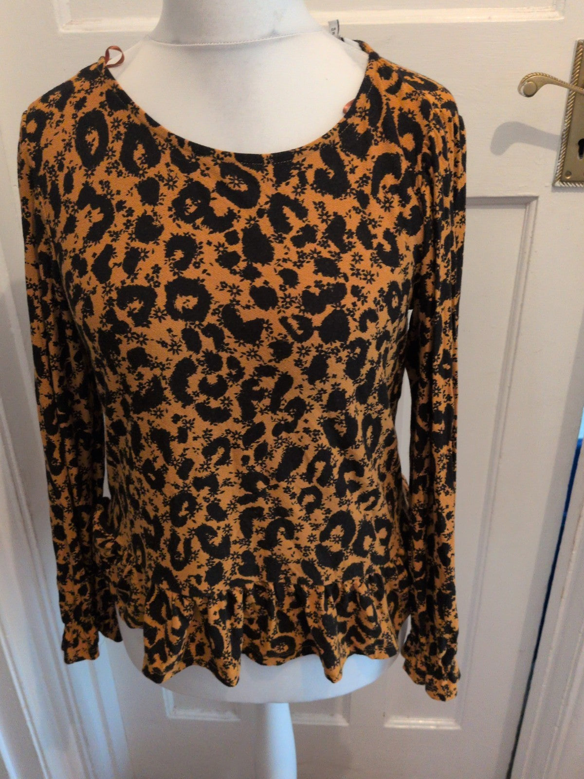 Next 10 Orange And Black Flower Long Sleeve Blouse