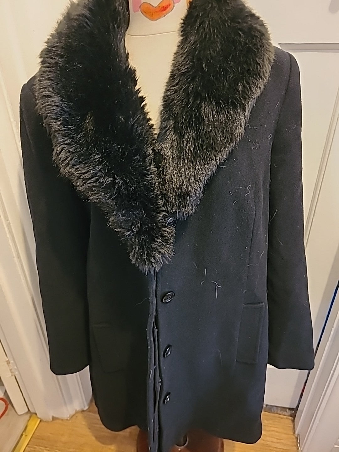 Ladies CC size 18 Black Faux Fur Lined Coat