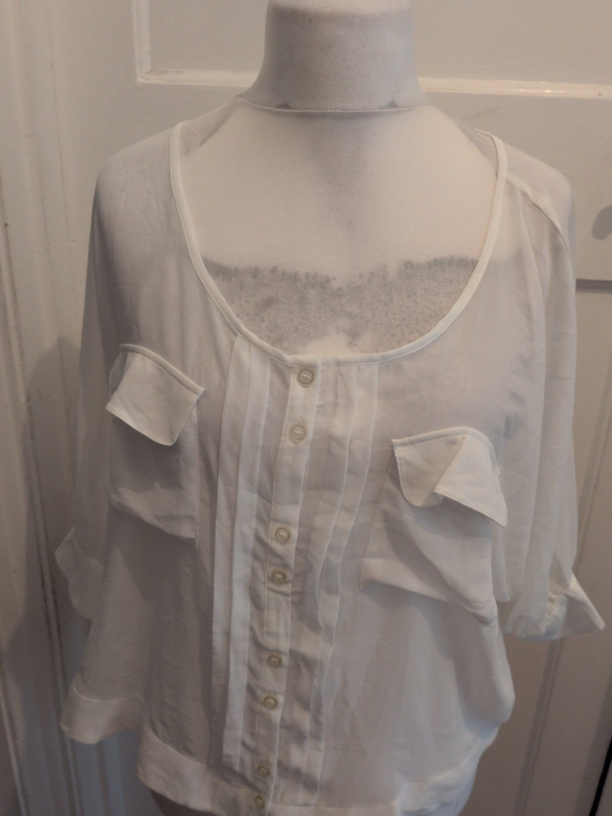 Next 10 White Sheer Short Sleeve Blouse