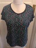Trespass Large Navy Floral Short Sleeve Blouse