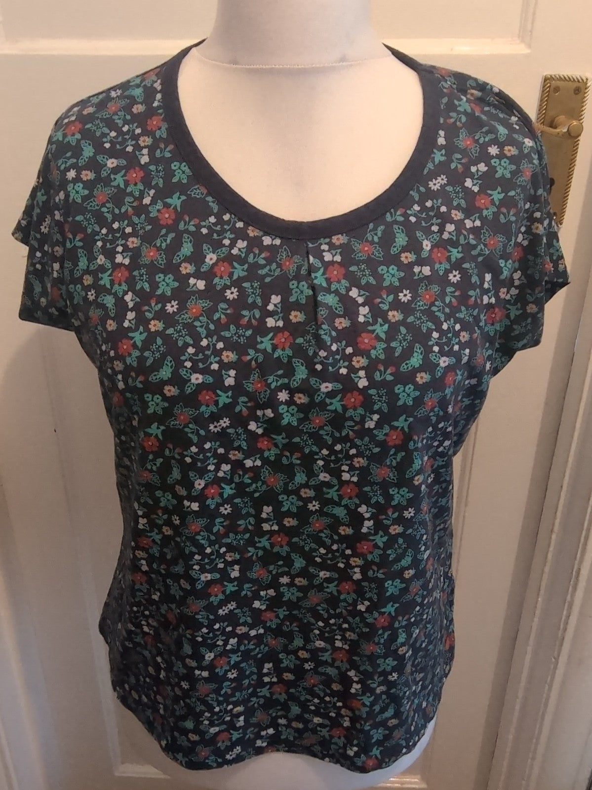 Trespass Large Navy Floral Short Sleeve Blouse