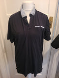 Mens Primark Size Ex Large Black Grey Trim Short Sleeved Polo