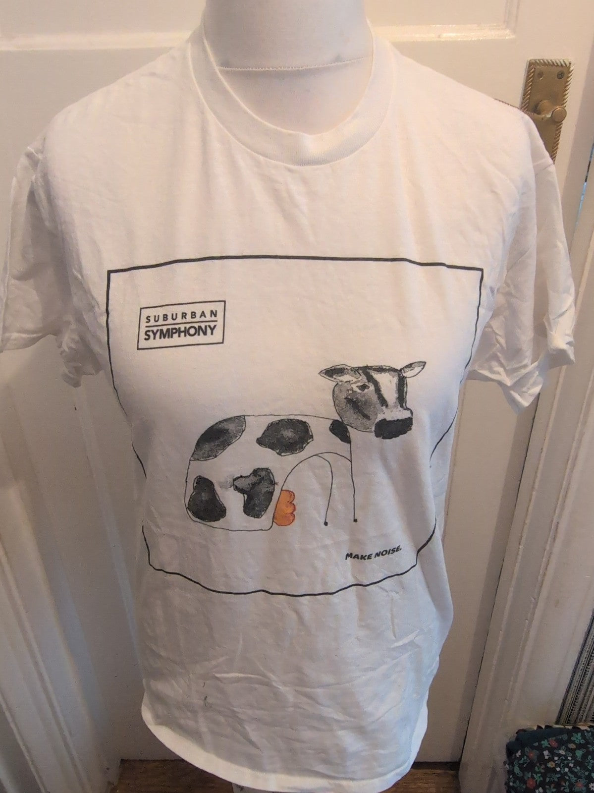Gildan Medium White Cow Pattern Short Sleeve T-shirt