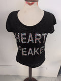 Primark 12 Black With Multicoloured Sequins "Heartbreaker" T-shirt Short Sleeve
