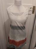 Medium White/Orange/Green Sleeveless Dress