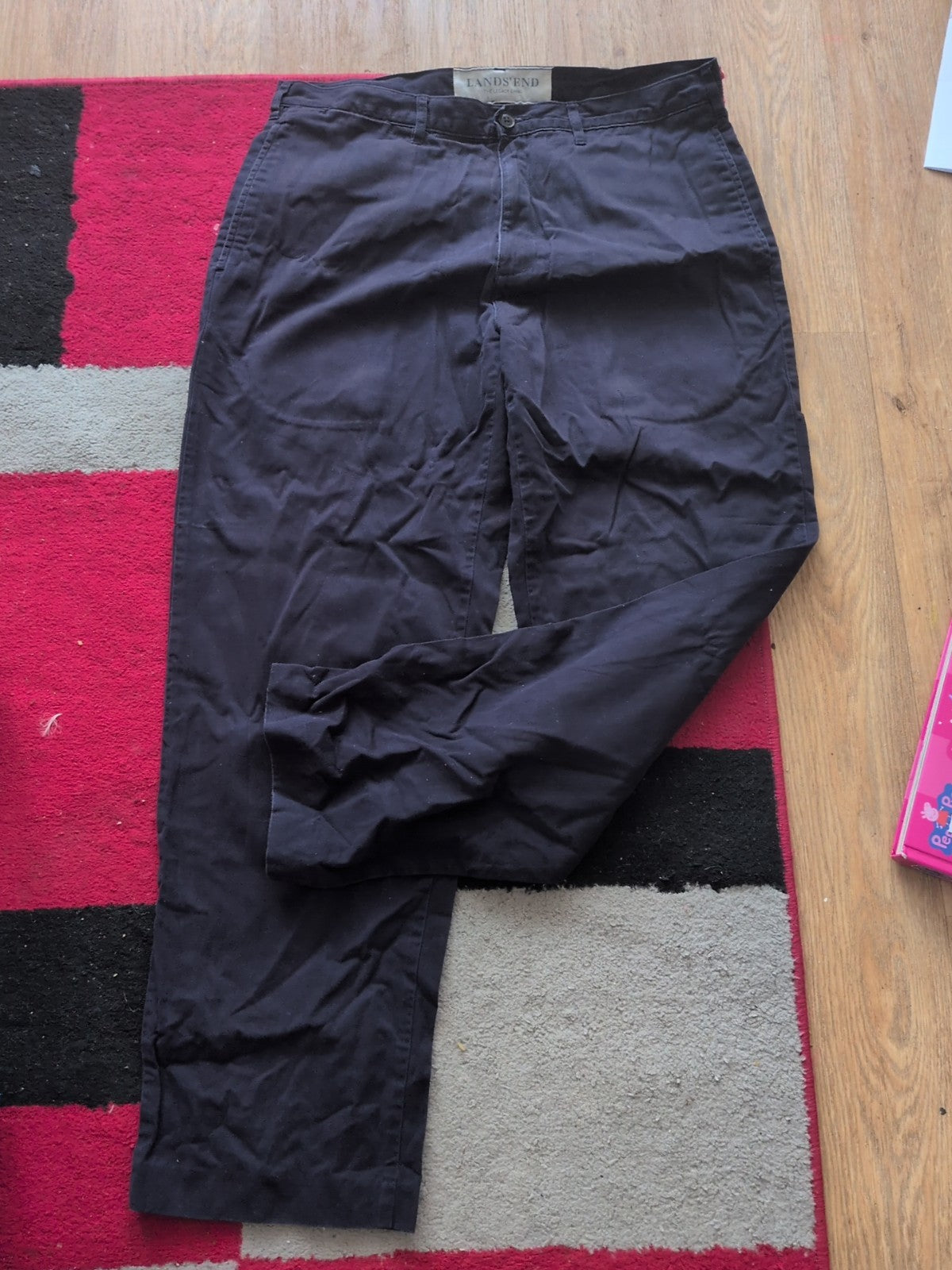 Mens Lands End Size 36" Navy Chinos Trousers