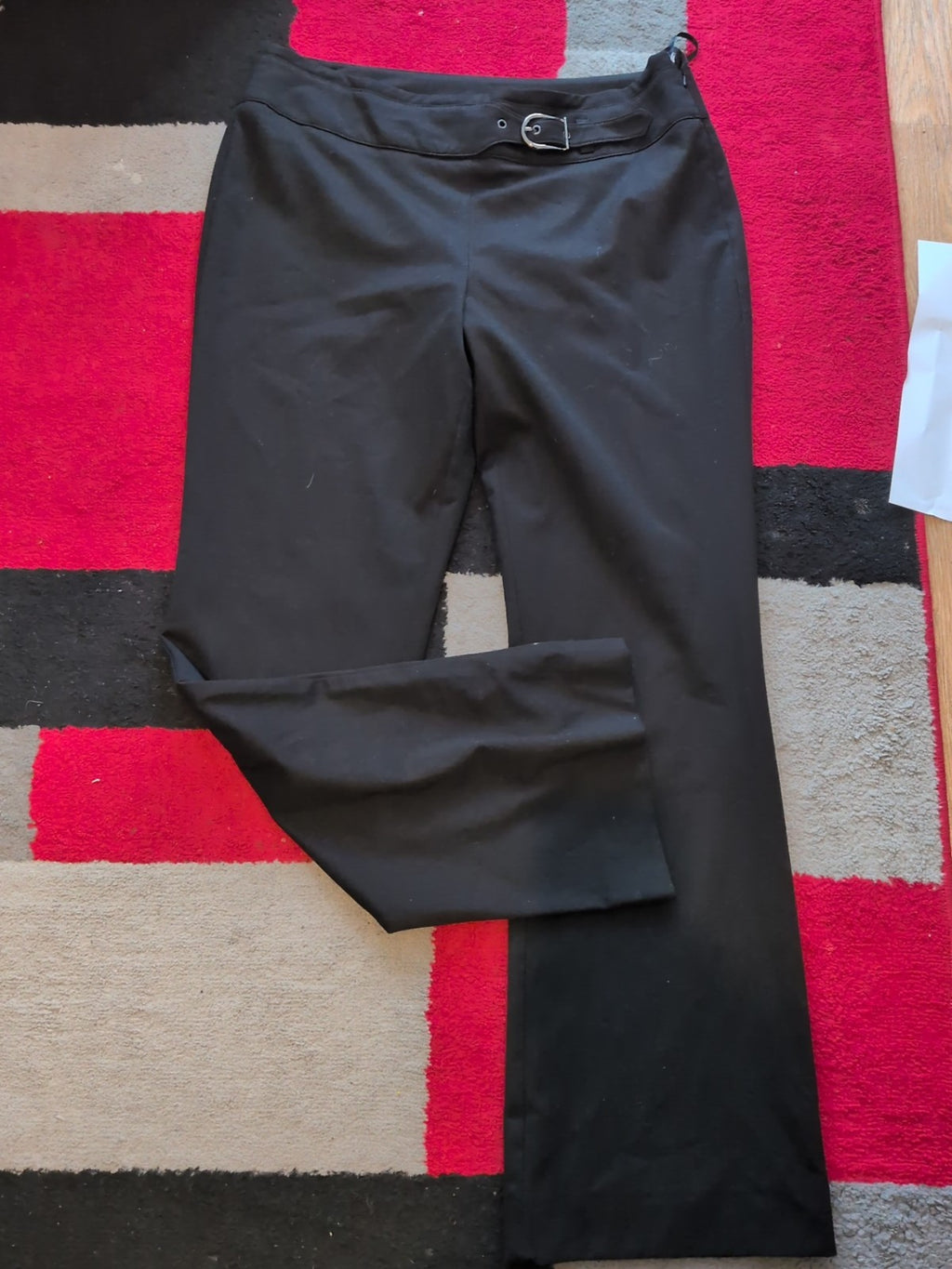 Ladies Give Size 36W Long Black Trousers