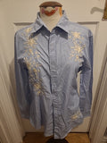 Mens River Island Size Medium Grey With Floral Embroidery Shirt