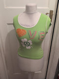 Ladies Feel Good Size Small Green With Sequin Short Sleeve T-shirt