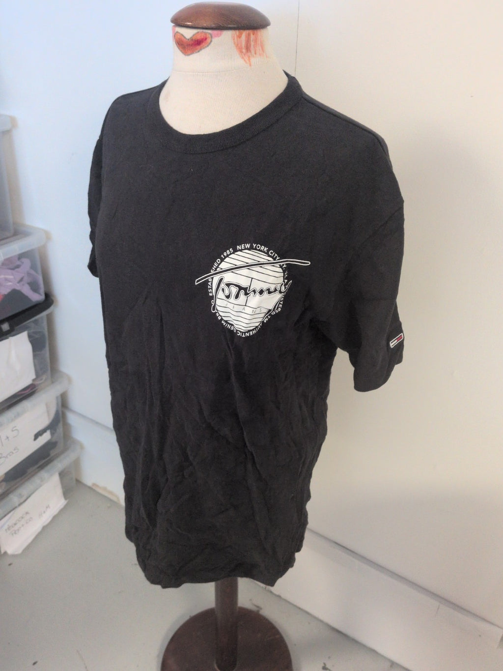 Tommy Jeans Large Black Print Short Sleeve T-shirt
