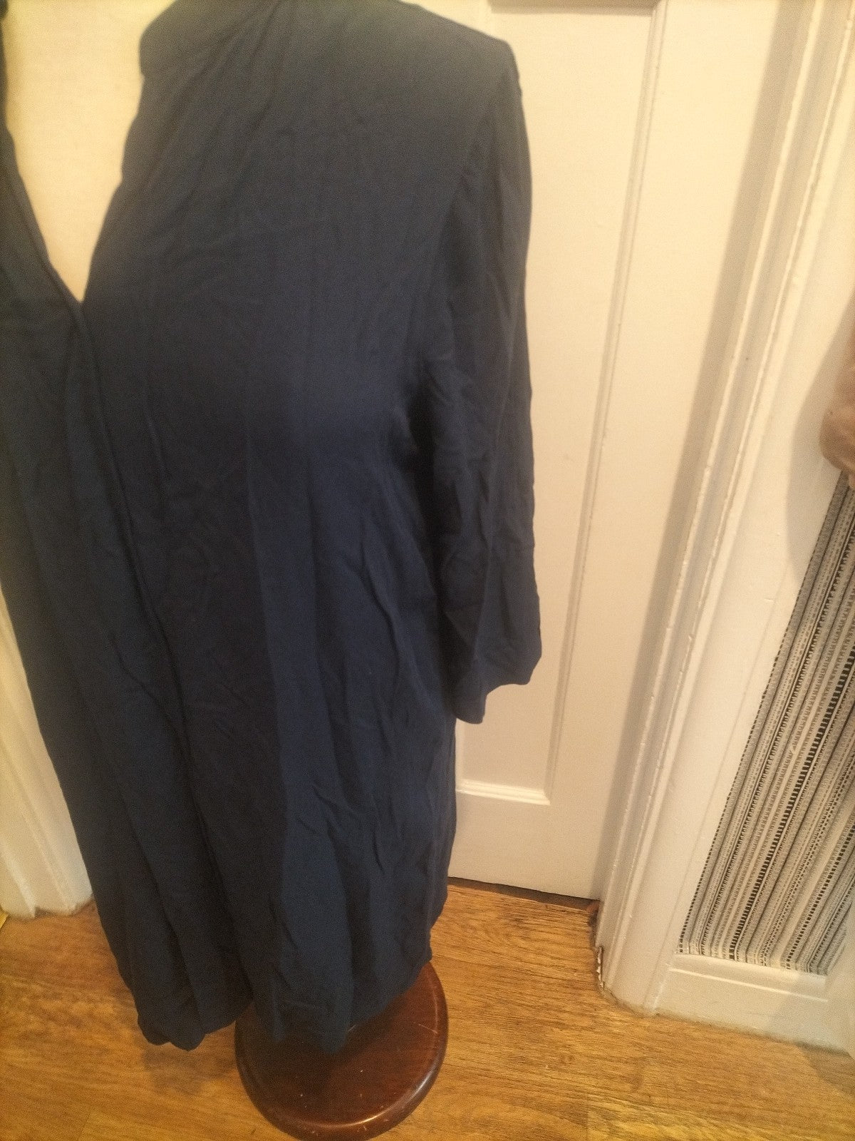 Ladies Marks And Spencer Size 10 Navy 3/4 Sleeved Dress