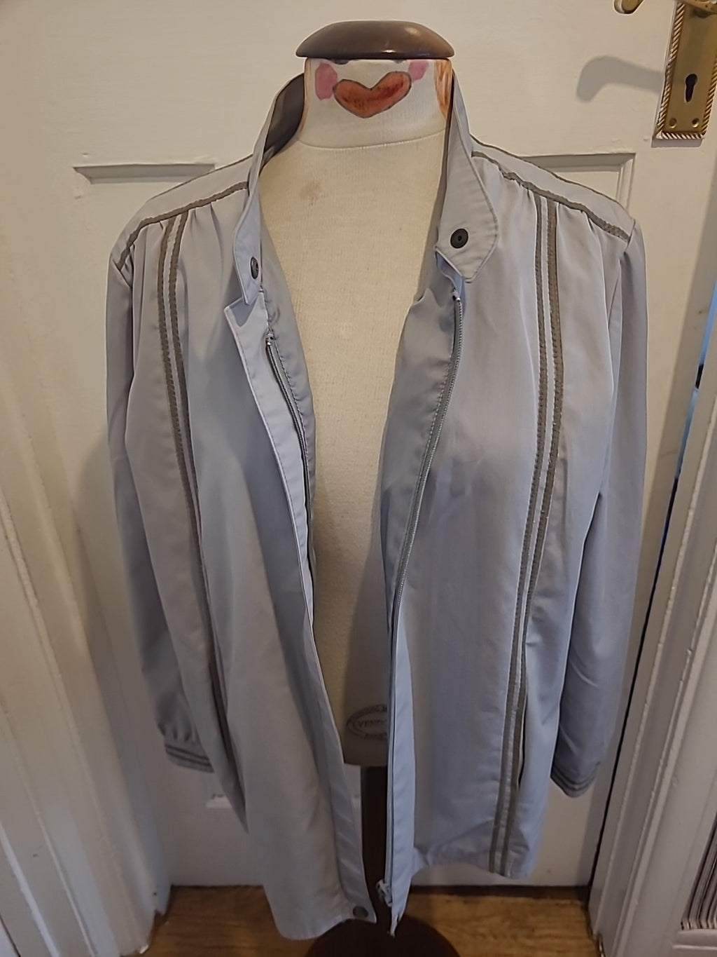 Ladies Dannimac Size Large Pale Blue/Grey Zip Through Jacket