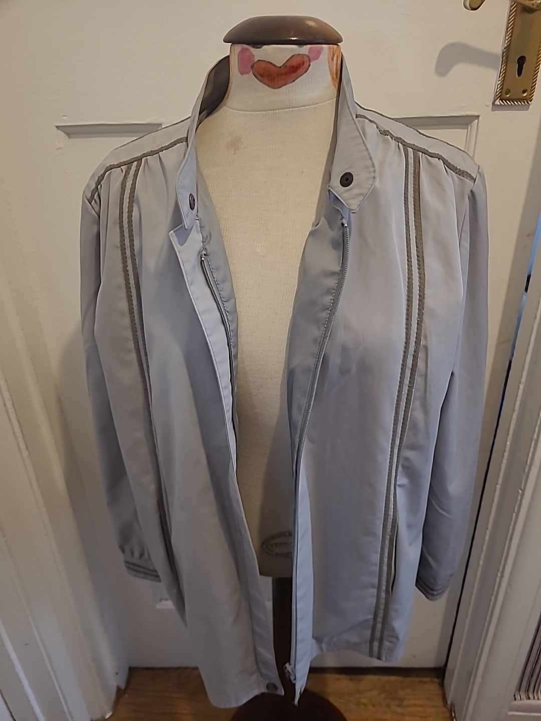 Ladies Dannimac Size Large Pale Blue/Grey Zip Through Jacket