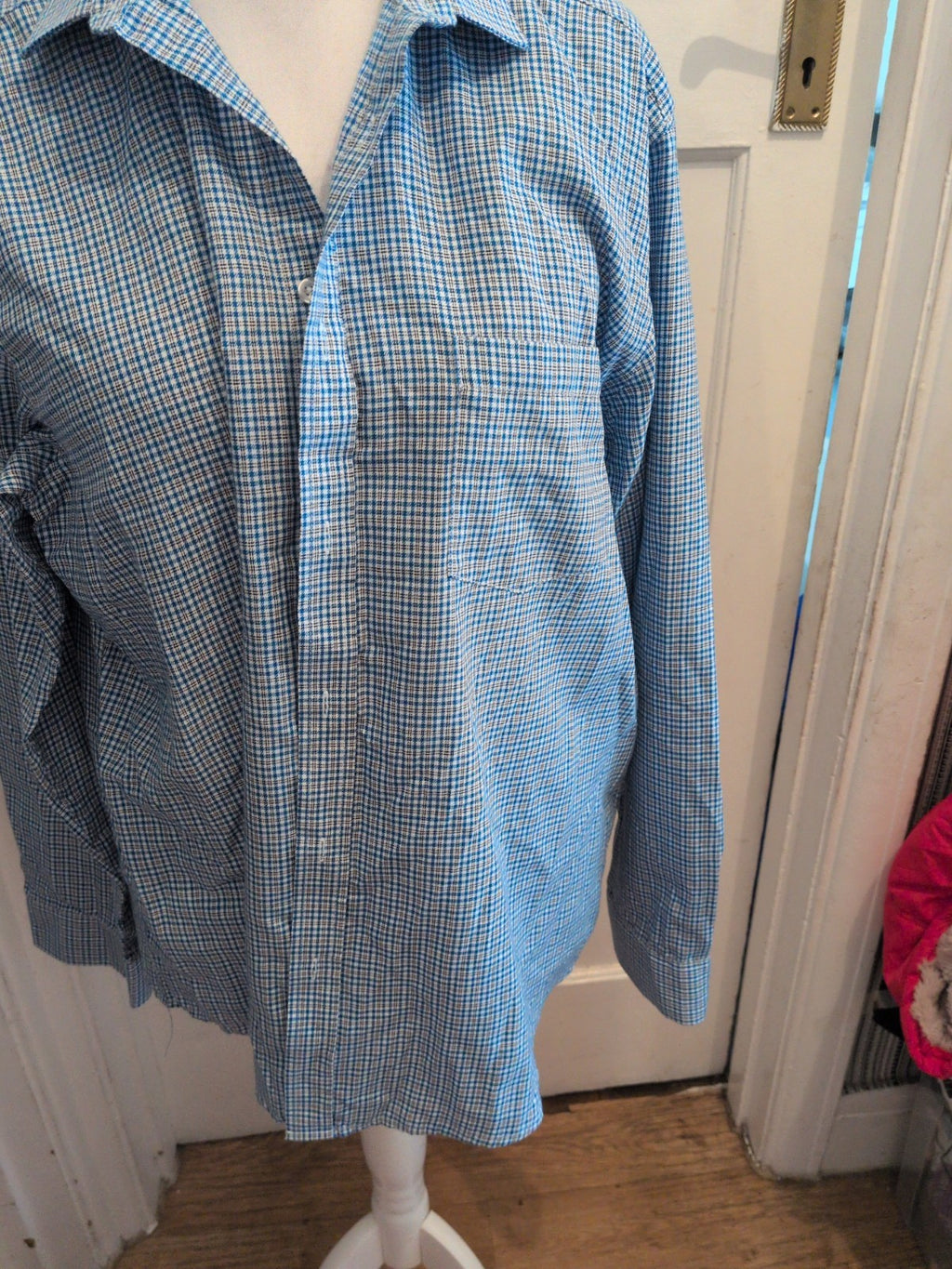 Mens James Pringle XL Blue And Black Check Long Sleeve Shirt