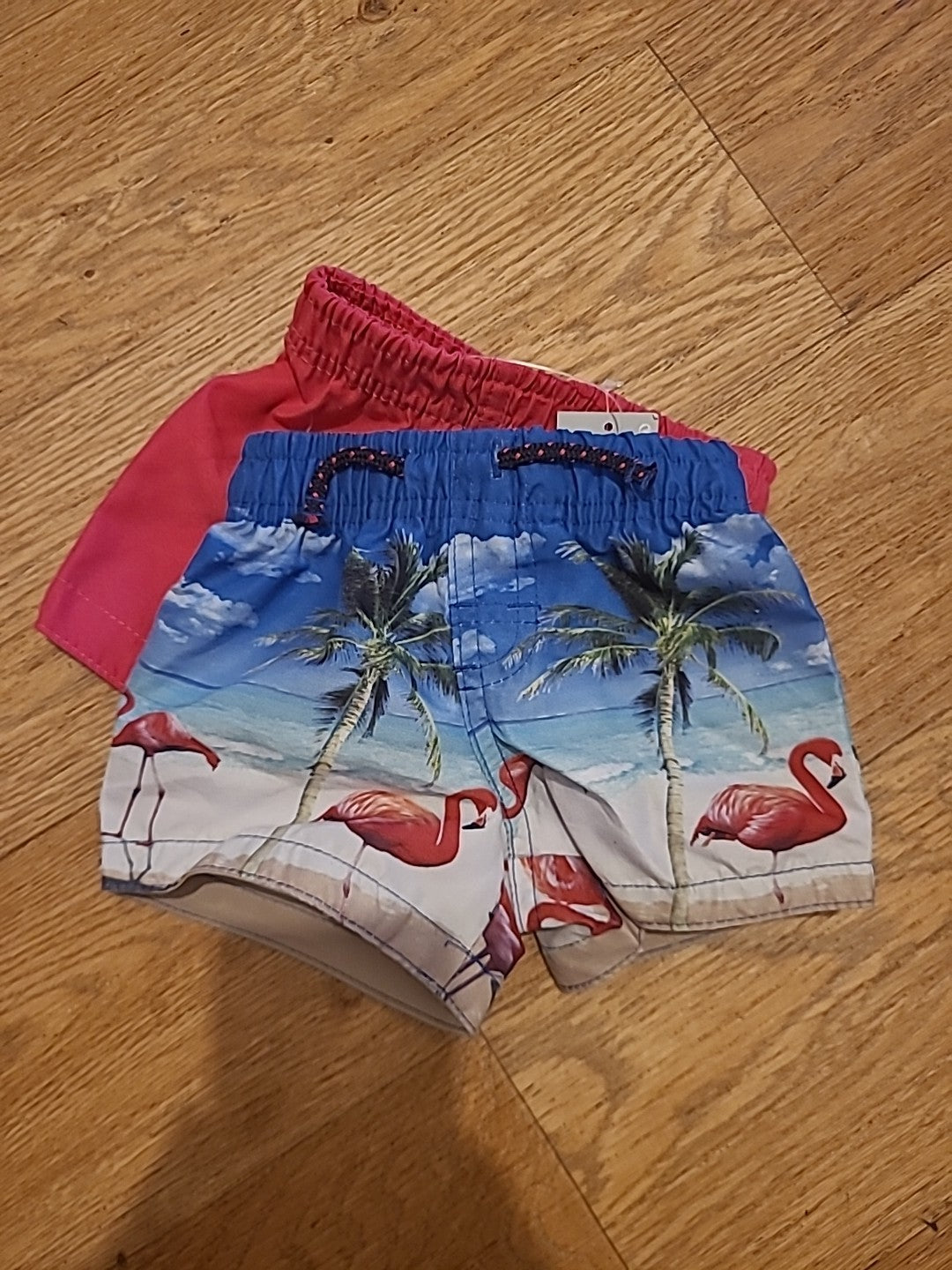Primark 3-6 Months Elasticated Set Of 2 Shorts Pink And Hawaii