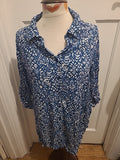 Ladies Nutmeg Size 12 Teal/White Mid Sleeved Buttoned Blouse
