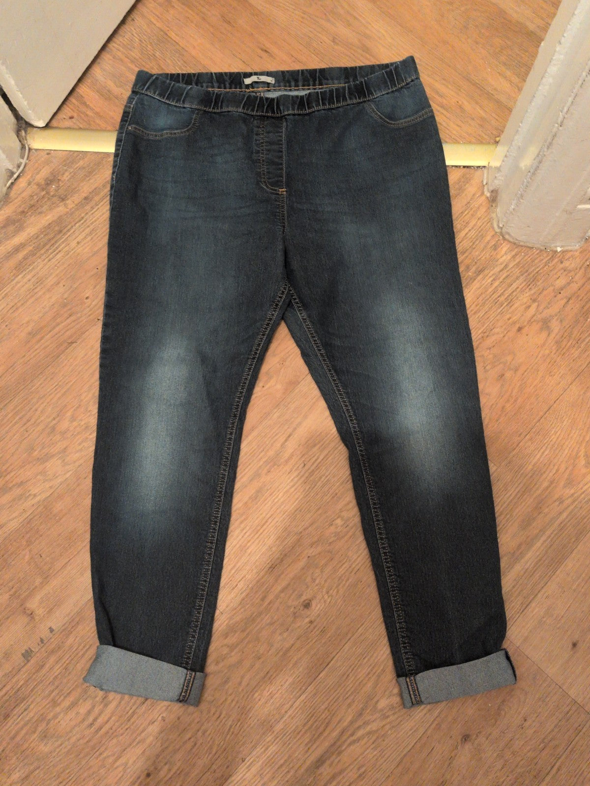 Ladies Tu Size 18 Blue Denim Elasticated Jeans