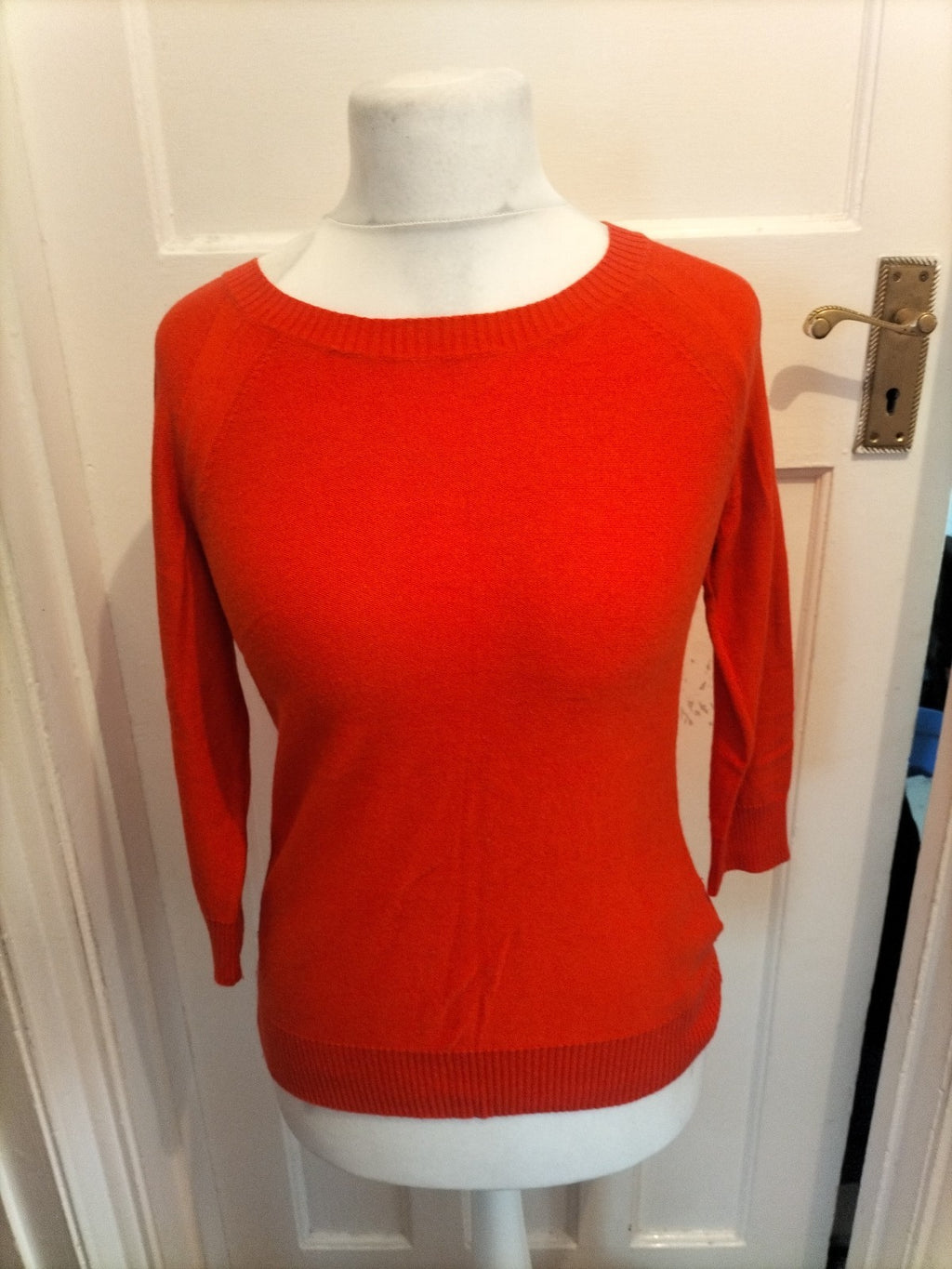 Ladies La Wear Size Small Orange Ribbed Hem And Cuff Long Sleeve Blouse