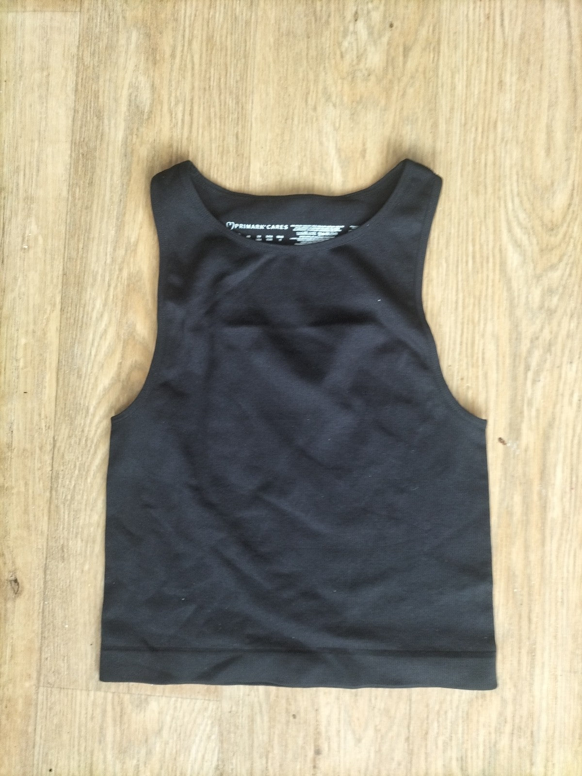 Ladies Primark Size 6-8 Black Ribbed Sleeveless Tight Fit T-shirt