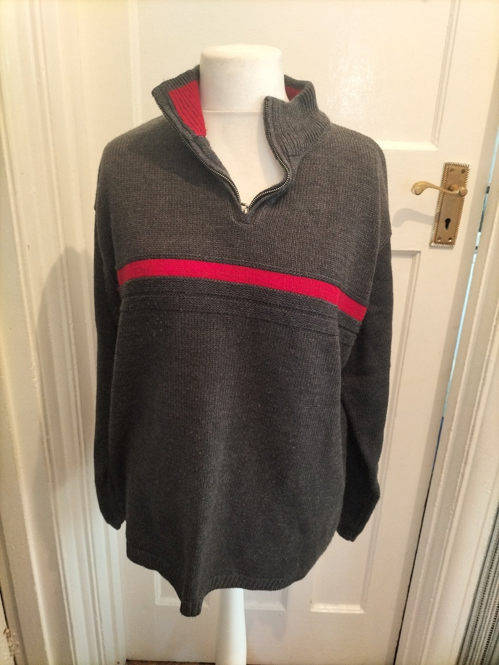 Mens Primark Size XL Grey And Red Pullover Jumper Some Bobbling