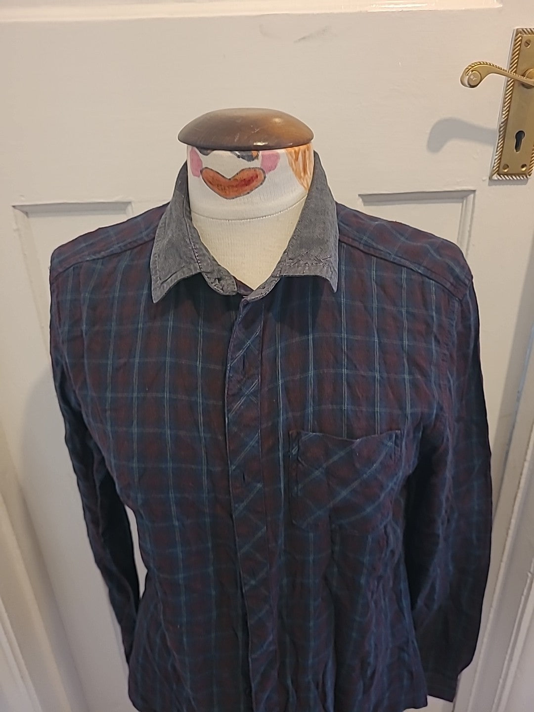 Mens Twisted Soul Size Small Tarten Check Long Sleeved Shirt