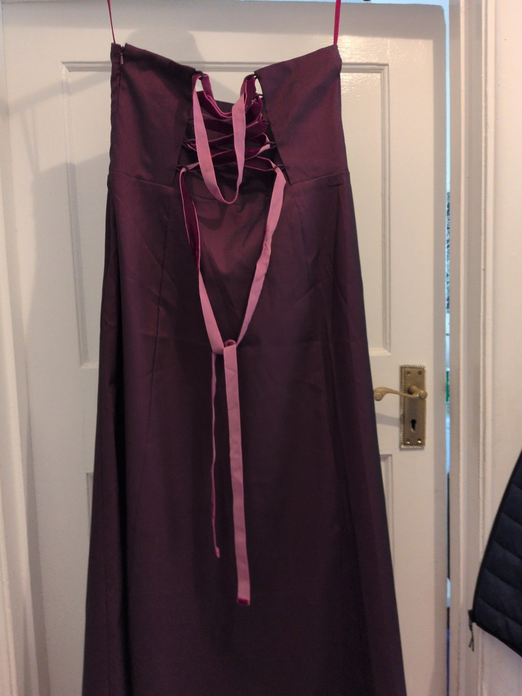 Mexx 14 Deep Purple Sleeveless Strapless Dress With Corset Style Tie Back
