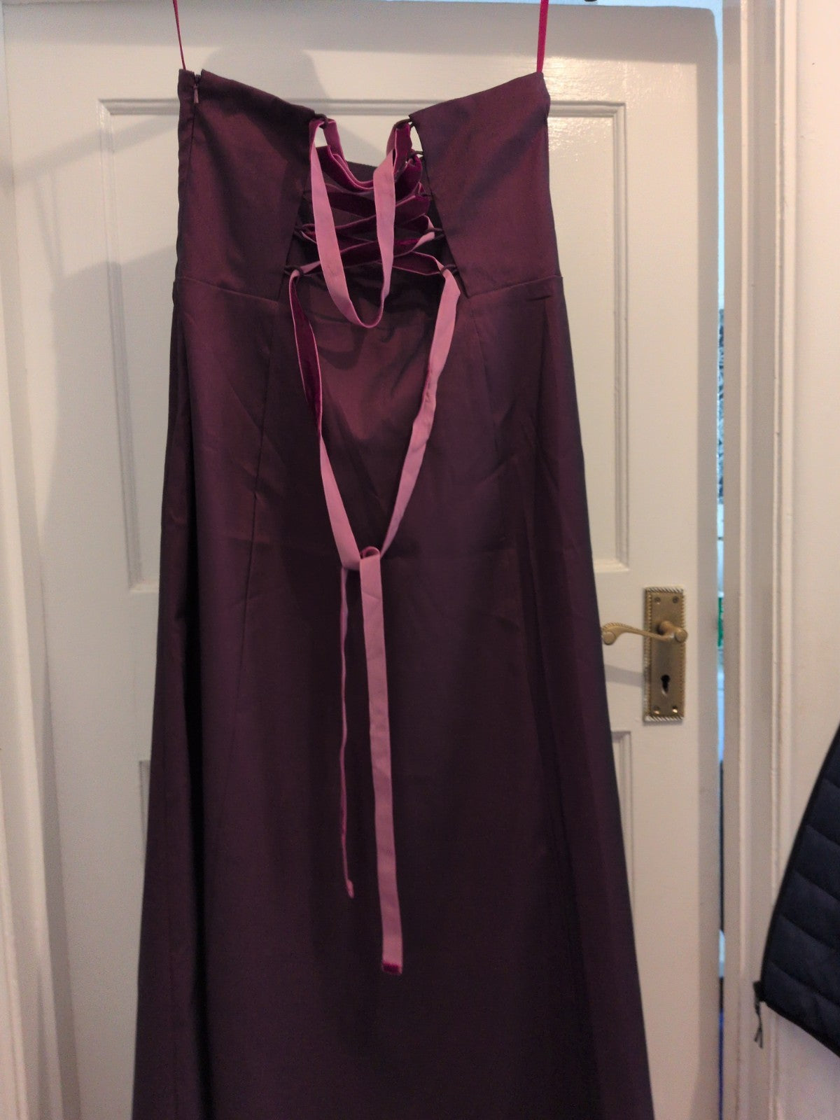 Mexx 14 Deep Purple Sleeveless Strapless Dress With Corset Style Tie Back