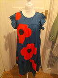Ladies Shein Size XL Dark Teal And Orange Short Sleeved Dress