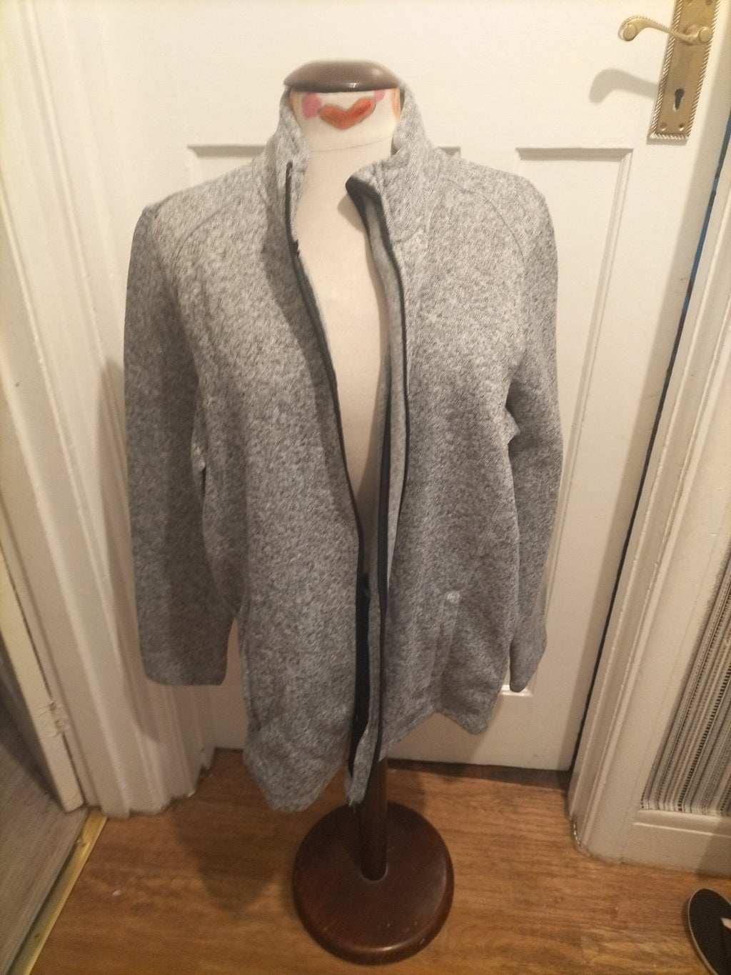 Mens Livergy Size Large Grey Fleck Long Sleeved Zip Through Jacket