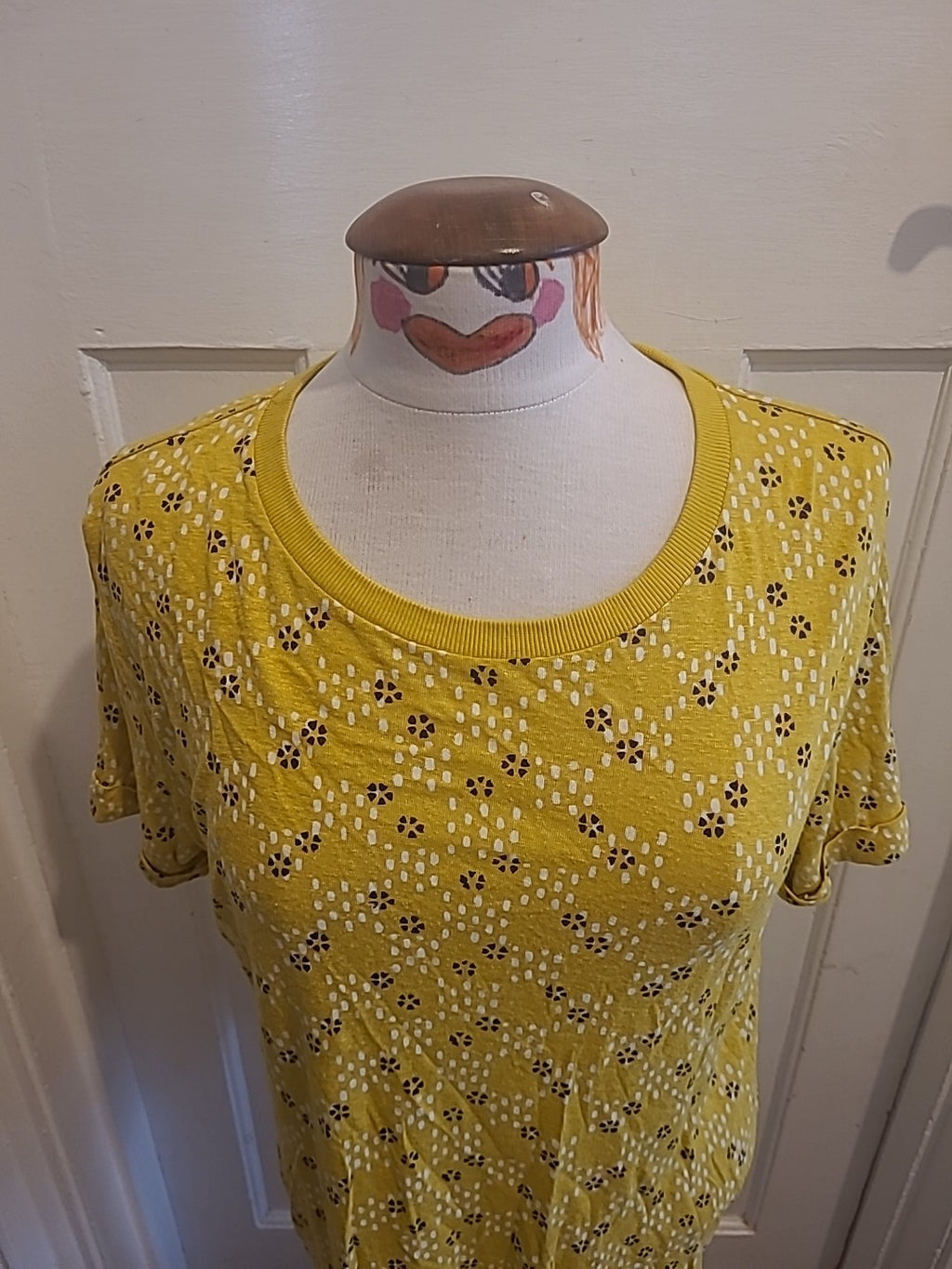 Ladies Per Una Size 10 Yellow/White/Black Short Sleeved Tshirt