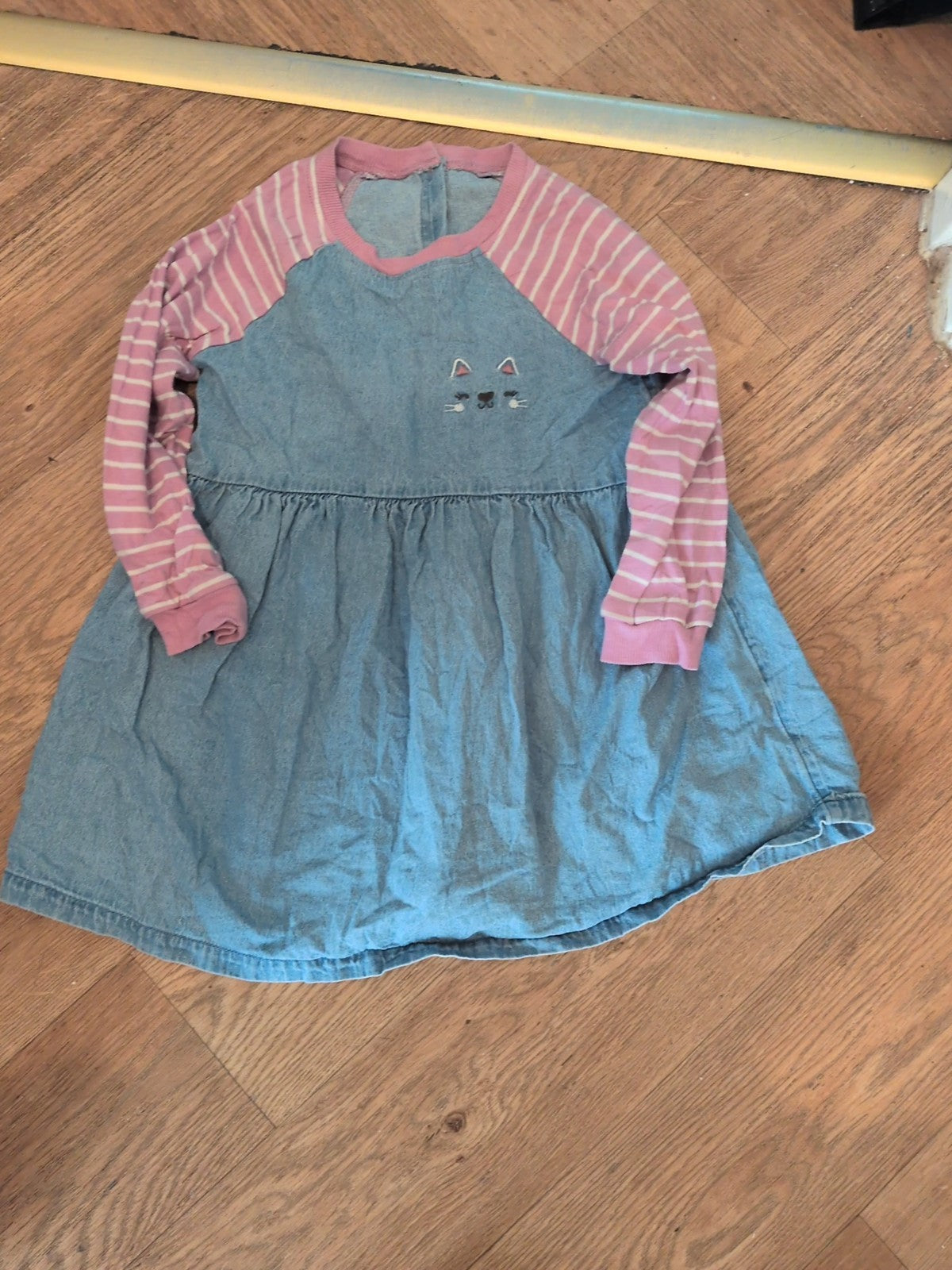 Nutmeg 4-5 Years Denim And Pink Dress