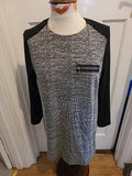 Ladies Primark Size 12 Black Grey Long Sleeved Dress