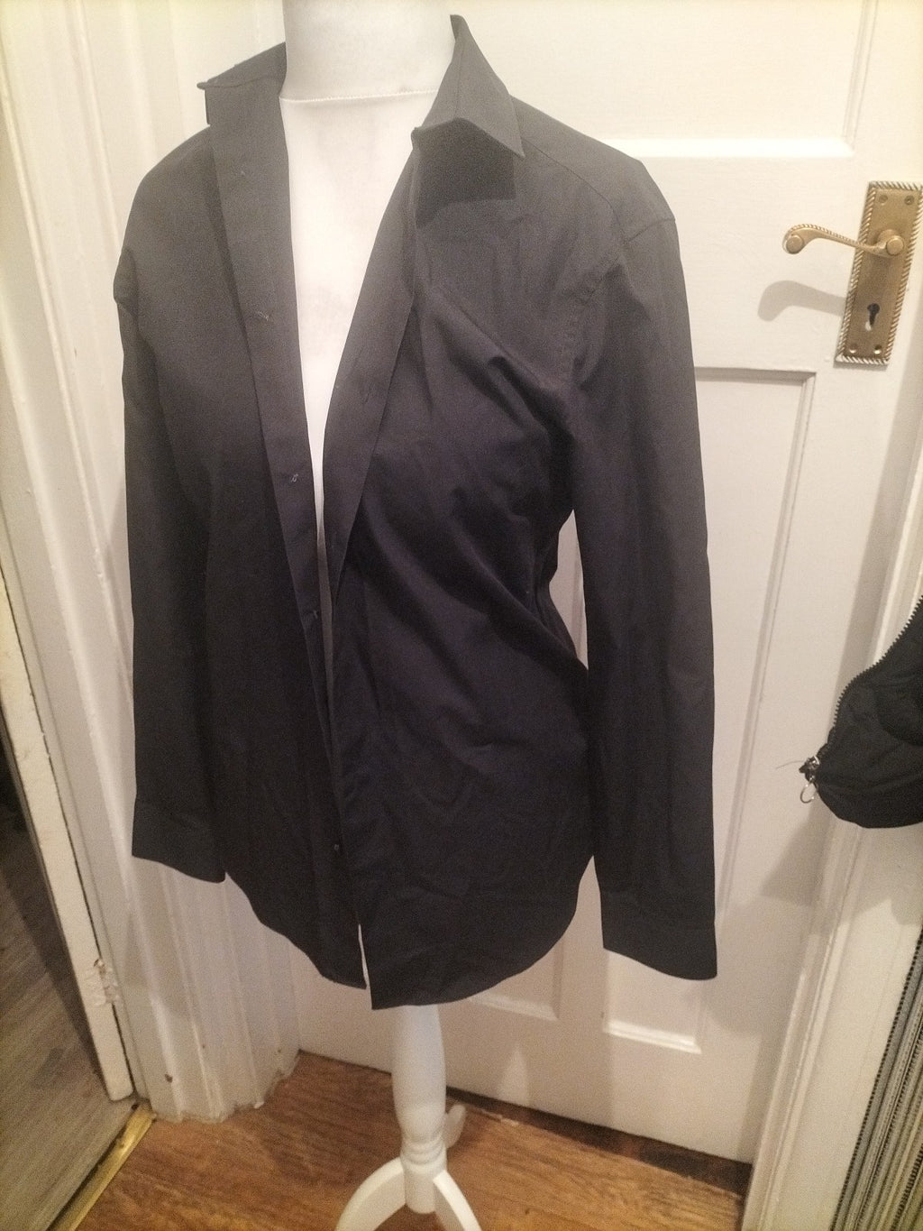Mens Next Tailoring Size 15" Regular Fit Black Long Sleeved Shirt