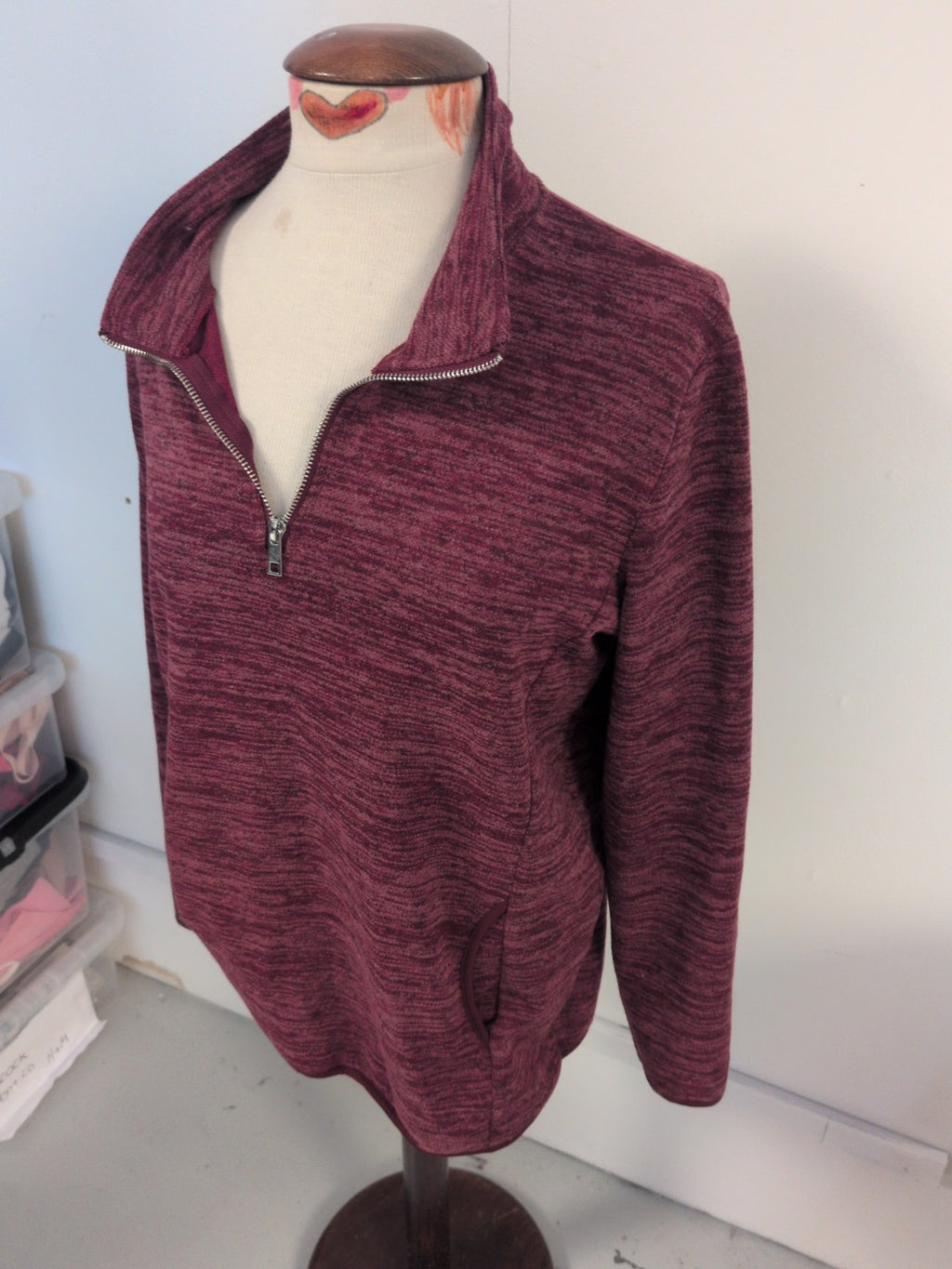 Large Burgundy Fleck Long Sleeve Jumper Collared