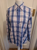 Mens Dustin Size XL Blue Check Long Sleeved Shirt