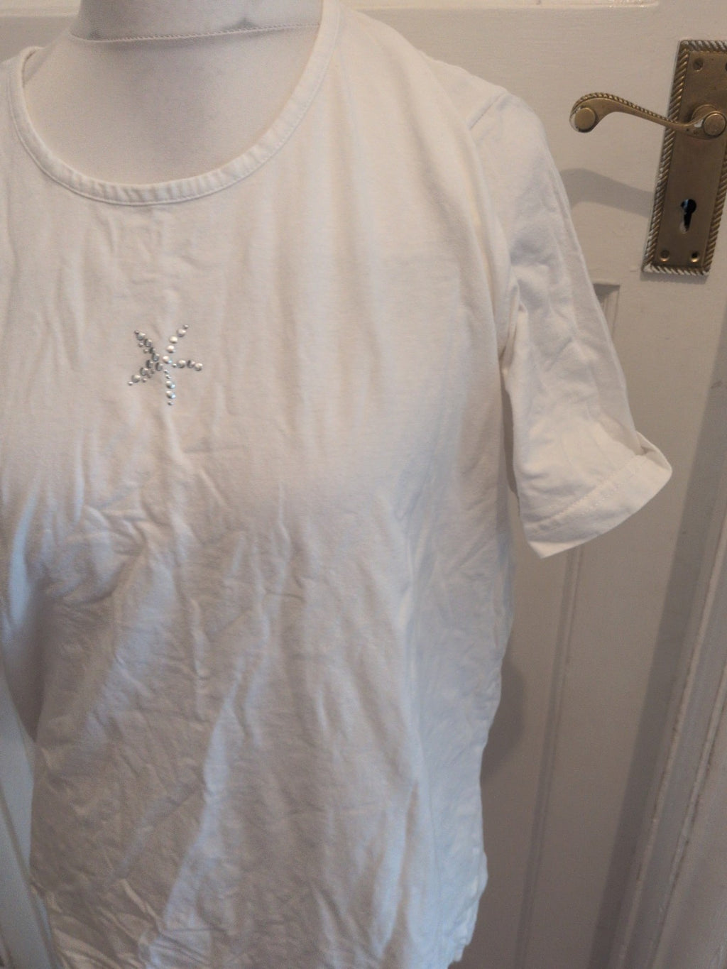 18 White With Silver Star Short Sleeve T-shirt