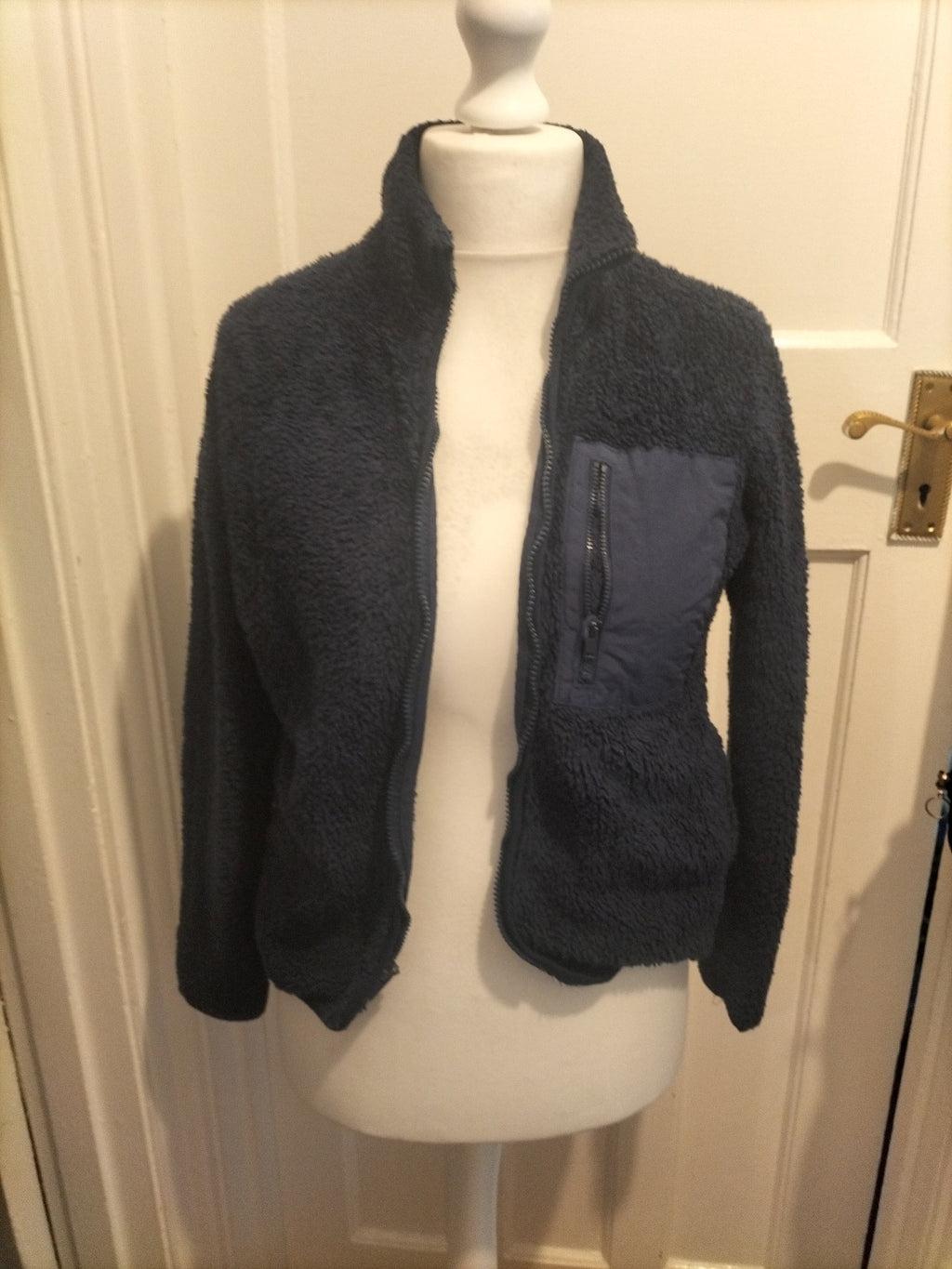 Ladies Tu Size 8 Navy Fluffy Zipped Jumper