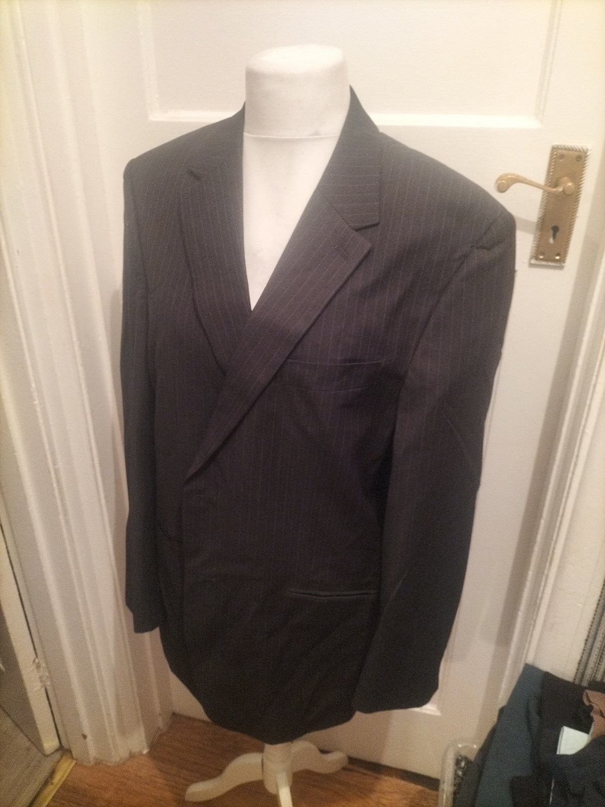 Mens F&F Size 44" Black Pinstripe Tuxedo Jacket