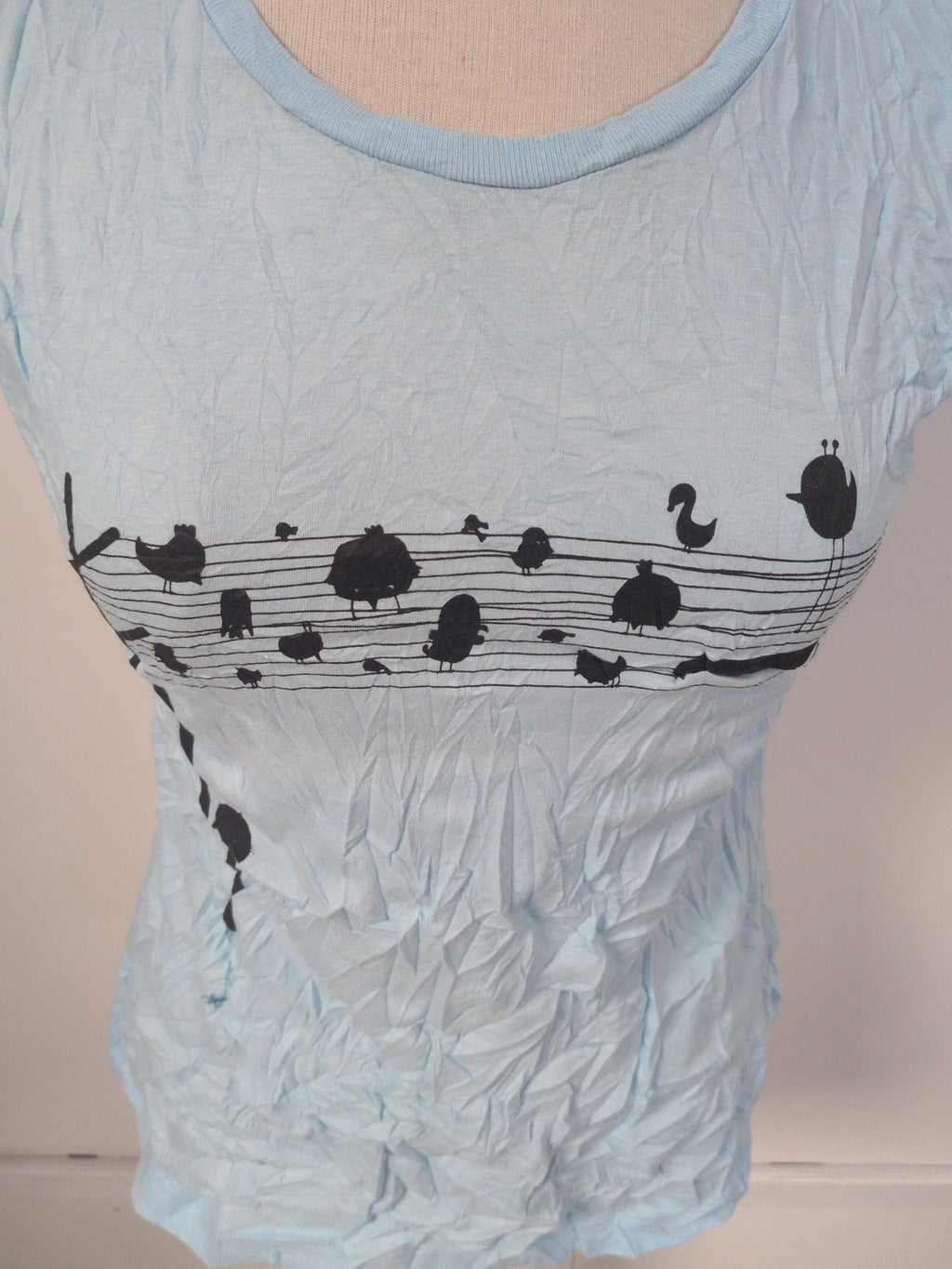 Ladies Monster Threads Size Medium Blue Note Short Sleeve T-shirt