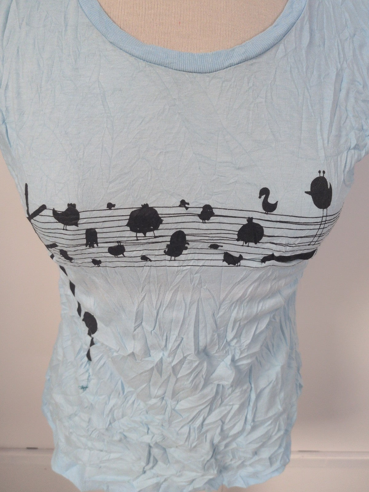 Ladies Monster Threads Size Medium Blue Note Short Sleeve T-shirt