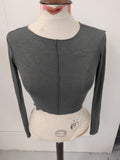 Zara Small Dark Green Long Sleeve Crop Top